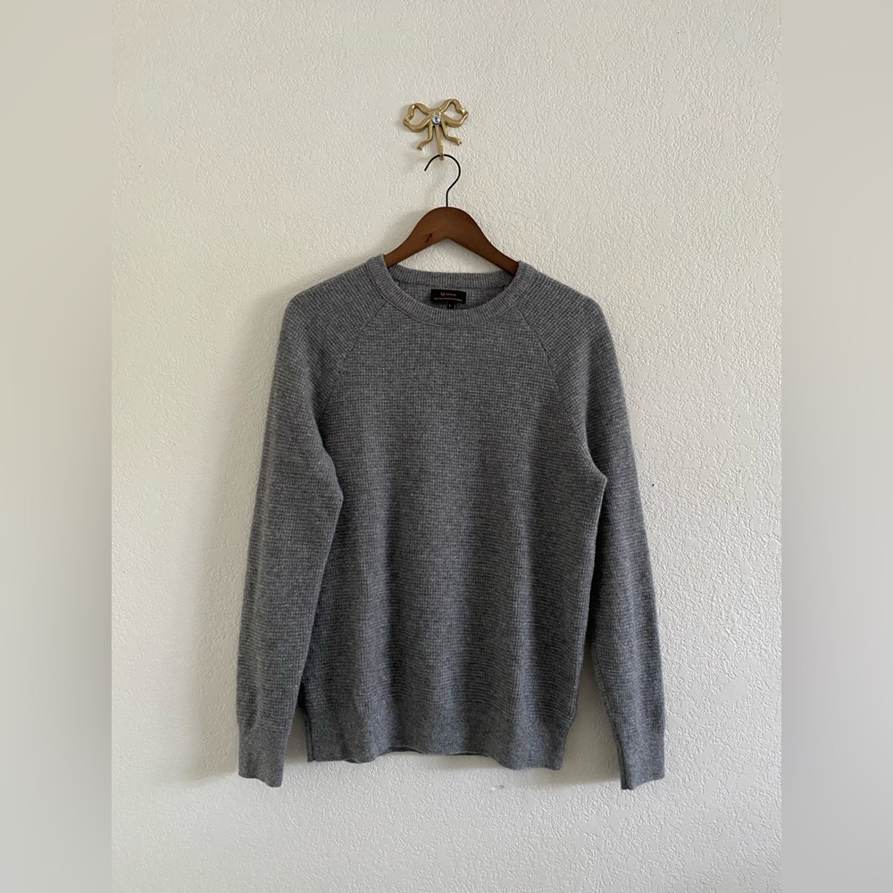 Quince Men’s Size Large Mongolian Cashmere Waffle Sweatshirt Heather Grey